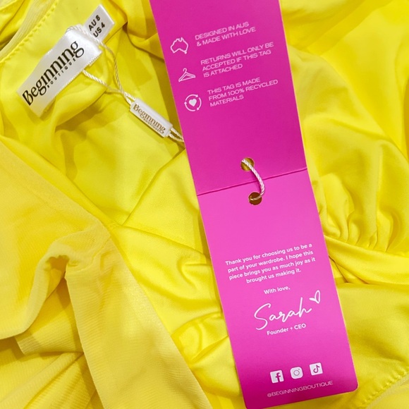 NWT Beginning Boutique sunflower pale Yellow Maxi mesh Dress backless size 4 - Picture 13 of 15